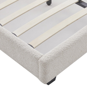 Lit avec tête de lit en tissu bouclé - WILLIAM