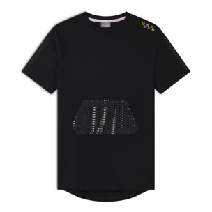 Maxi T-shirt Vestito Bambina con Tasca a Paillettes