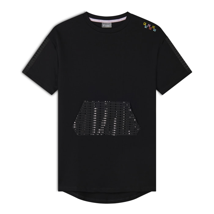 Maxi T-shirt Vestito Bambina con Tasca a Paillettes