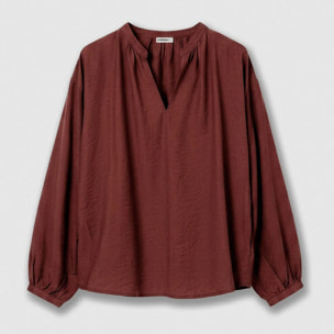 Set blusa falda midi viscosa lisa teja
