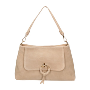 Borsa a mano da donna Made in Italy - Modello Celeste Pro - Pelle scamosciata - 30.0 x 17.0 x 9.0 cm