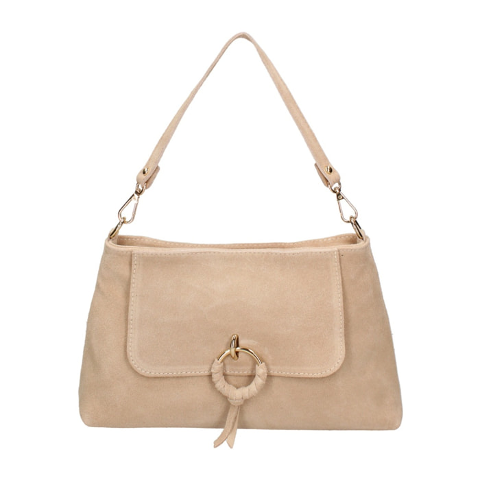 Borsa a mano da donna Made in Italy - Modello Celeste Pro - Pelle scamosciata - 30.0 x 17.0 x 9.0 cm