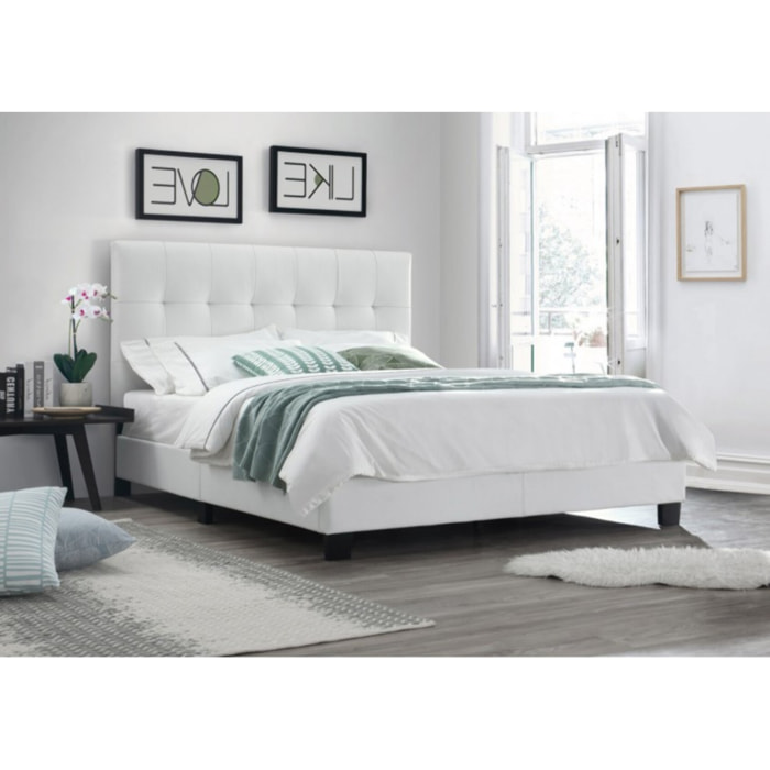 Lit double design capitonné 140 x 190 - BIANCA