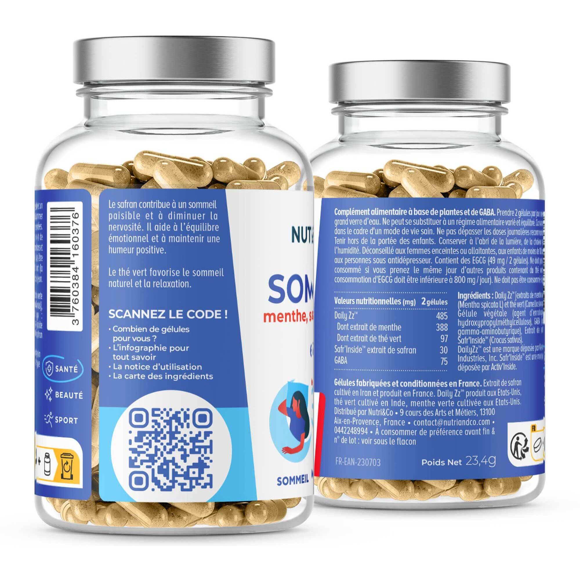 Nutri&Co Formule Sommeil - Aide Endormissement & Réduit le Stress - 60 gélules