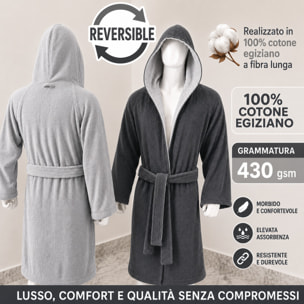 COTONE EGIZIANO Accappatoio Reverse in cotone egiziano 430 gr_Grey