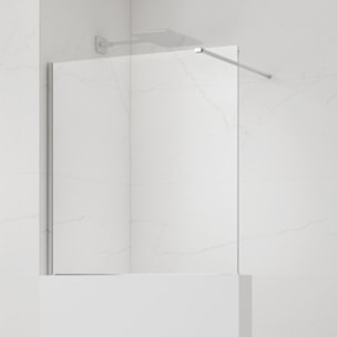 Pare-muret 100x90 cm Paroi en verre Crystal Glass® 8 mm anticalcaire, avec bras et profilés chrome brillant (SATBWIS90PR)