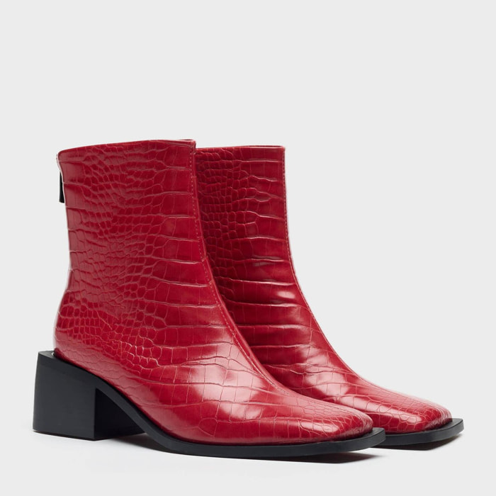 Botines de tacón  -  Gabi   - Rojo - 6 cm