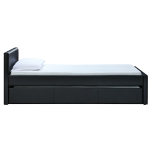 Lit gigogne noir mat 90x190 cm MACCO