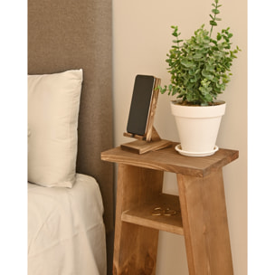 Table basse en bois massif ton chêne foncé 60x20cm Hauteur: 60 Longueur: 30 Largeur: 20