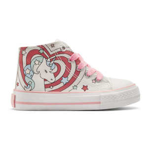 Zapatillas Altas de Niña Estampado Unicornio Luz Solar
