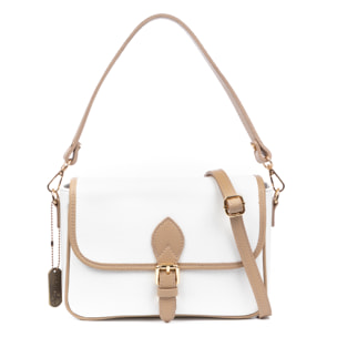 Barbianello borsa a tracolla donna. Pelle autentica Dollaro bicolore.