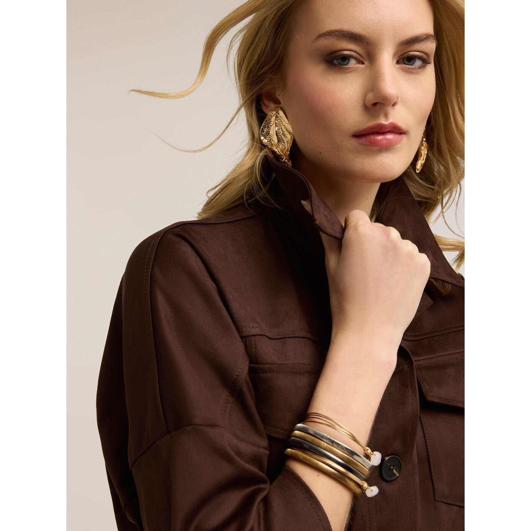 Motivi - Giubbotto corto over con tasche - Marrone