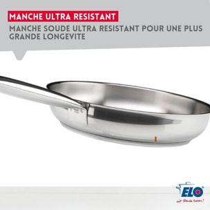 Poêle à frire en inox 18/10 sans revêtement Elo Profi Therm