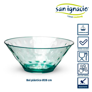 Bol plastico puntos 28cm verde colección leknes