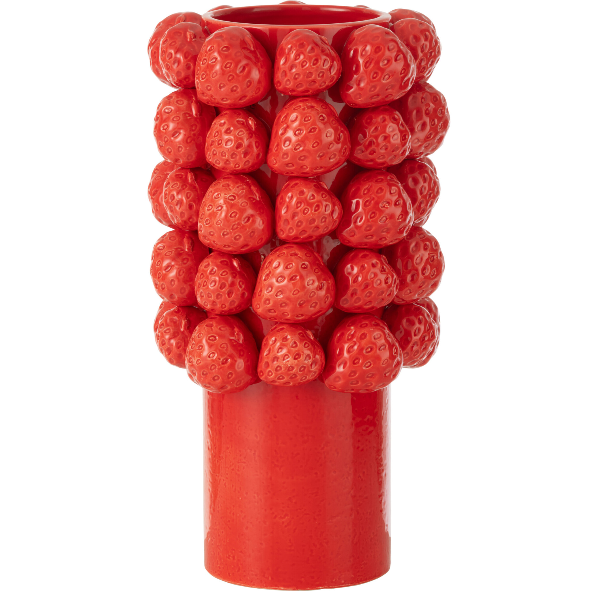 J-Line vase Fraises - céramique - rouge - large - 34.5 cm de hauteur