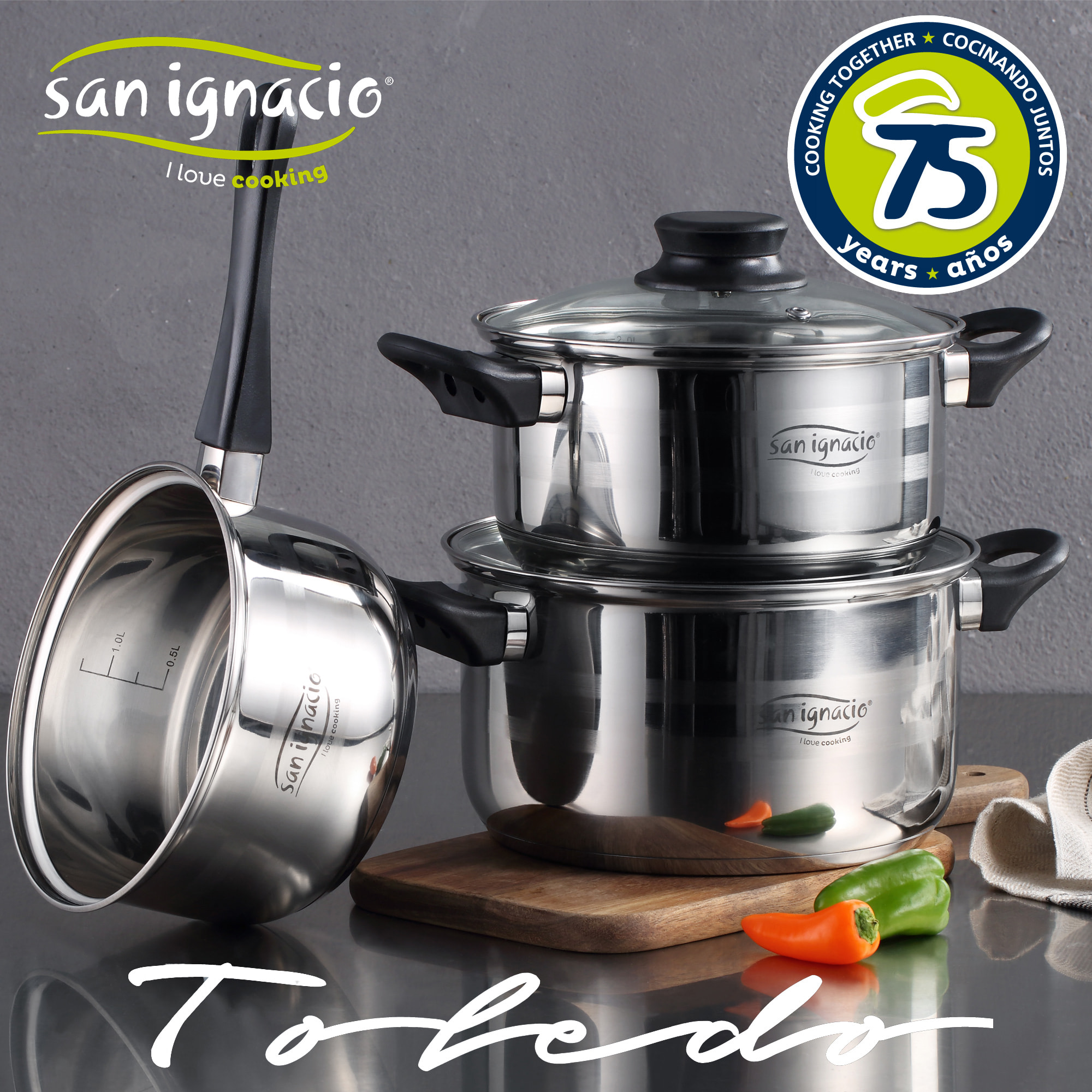 PACK BATERÍA DE COCINA 5 PIEZAS + SARTÉN DE 24CM EN ALUMINIO FORJADO