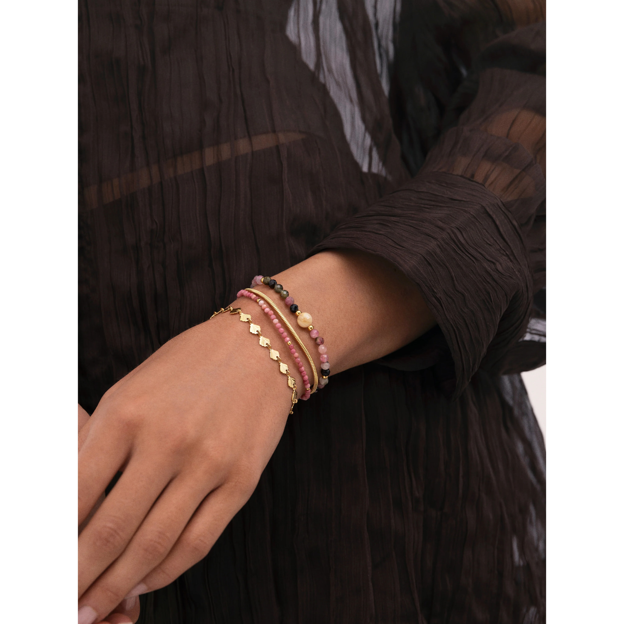 Pulsera Amulet Cats Eye Acero Baño Oro