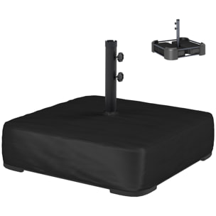 Base para Sombrilla Cuadrada con Funda, Soporte de Parasol con Bolsas de Arena, Pie para Sombrilla con Postes Ø48 mm, Rellenable de Arena 80 kg Arena Húmeda 90 kg, para Jardín, Terraza, Negro