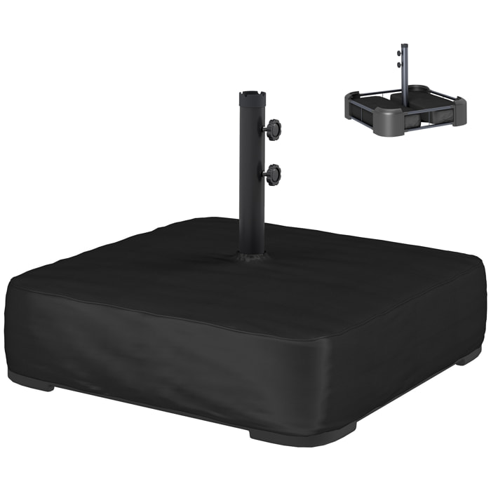 Base para Sombrilla Cuadrada con Funda, Soporte de Parasol con Bolsas de Arena, Pie para Sombrilla con Postes Ø48 mm, Rellenable de Arena 80 kg Arena Húmeda 90 kg, para Jardín, Terraza, Negro