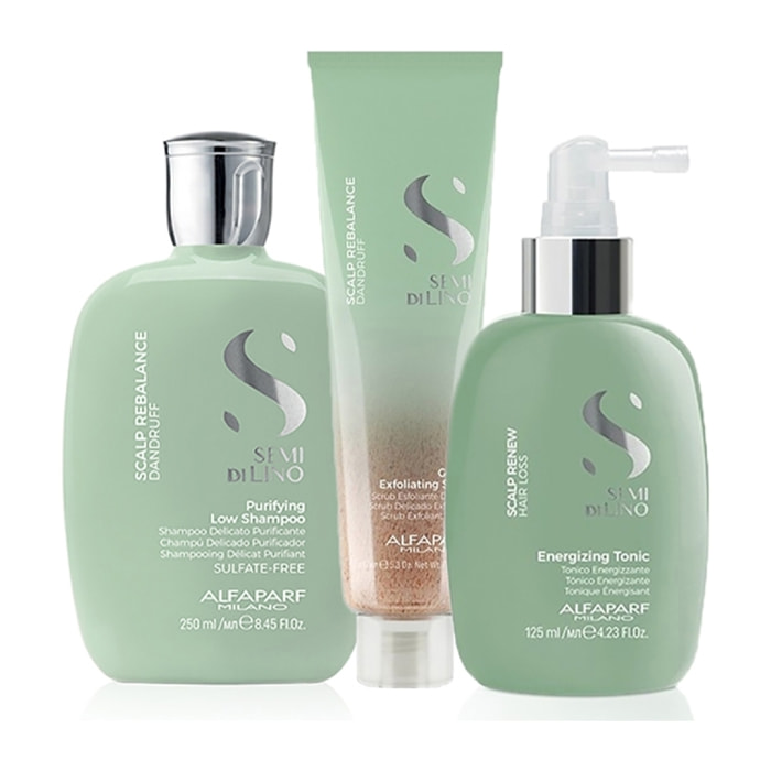 ALFAPARF Kit Semi Di Lino Purifying Low Shampoo + Exfoliating Scrub + Tonic