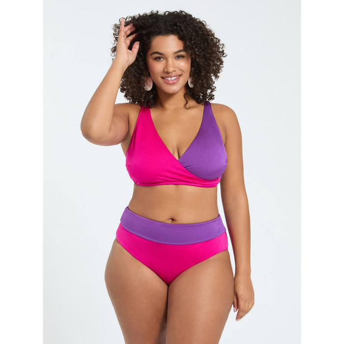 Fiorella Rubino - Bikini cruzado color block - Fuchsia