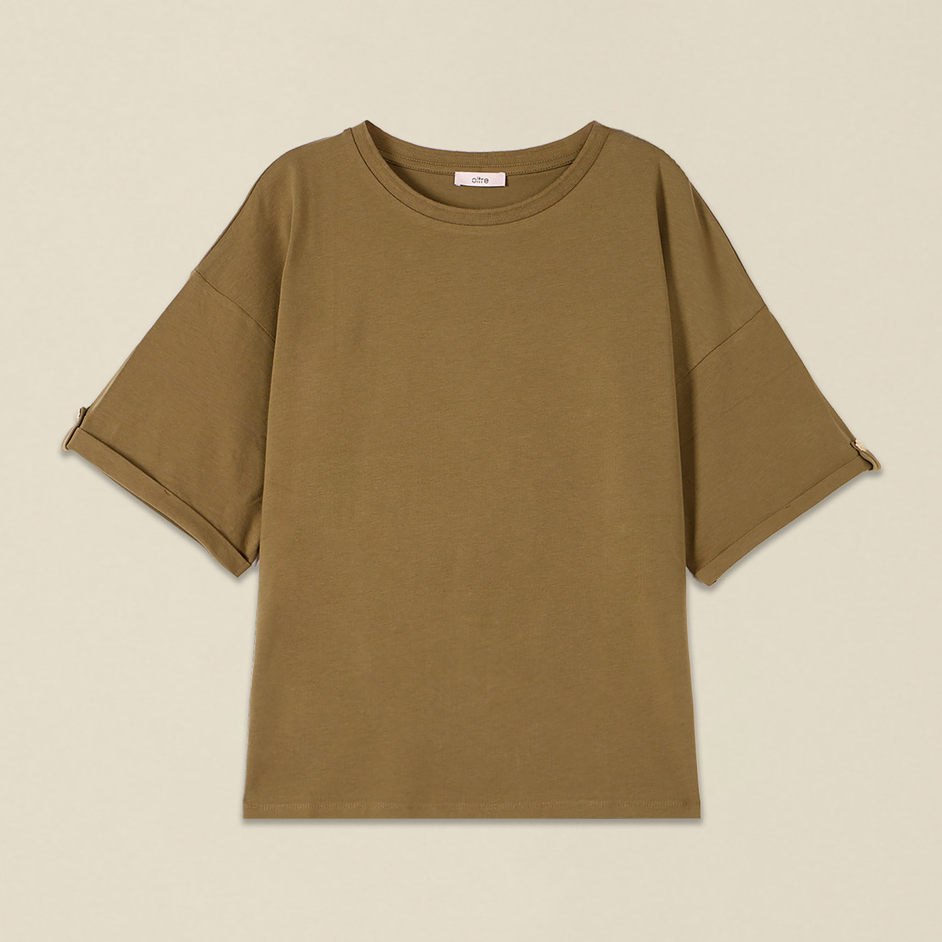 Oltre - Camiseta oversize con detalle de botones - Verde militare