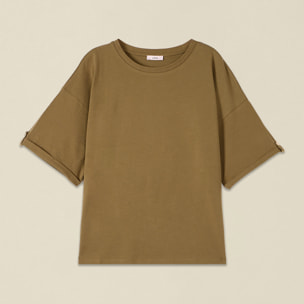 Oltre - Camiseta oversize con detalle de botones - Verde militare