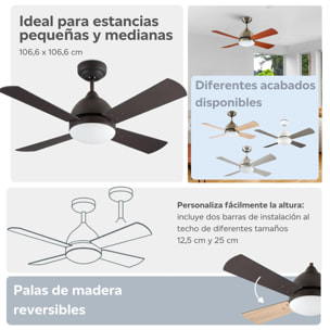 Forlight Ventilador IP20 Borneo E27 15W Marrón Wengue Madera haya