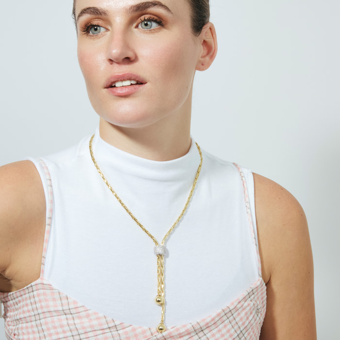 Collar de Circonita Brillante acabado en oro amarillo de 18k