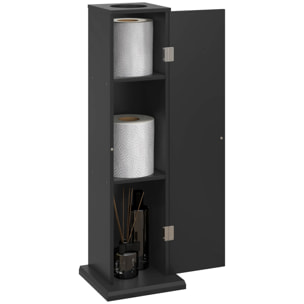 Support papier toilette - porte-papier toilette - armoire pour papier toilette - 3 niveaux + sortie papier MDF noir