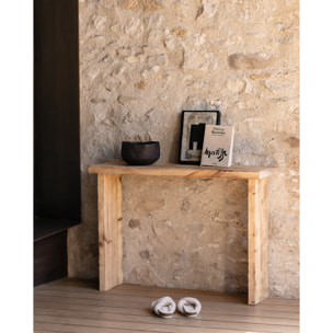 Consola rústica de madera maciza de 109x80cm Alto: 80 Largo: 109 Ancho: 29