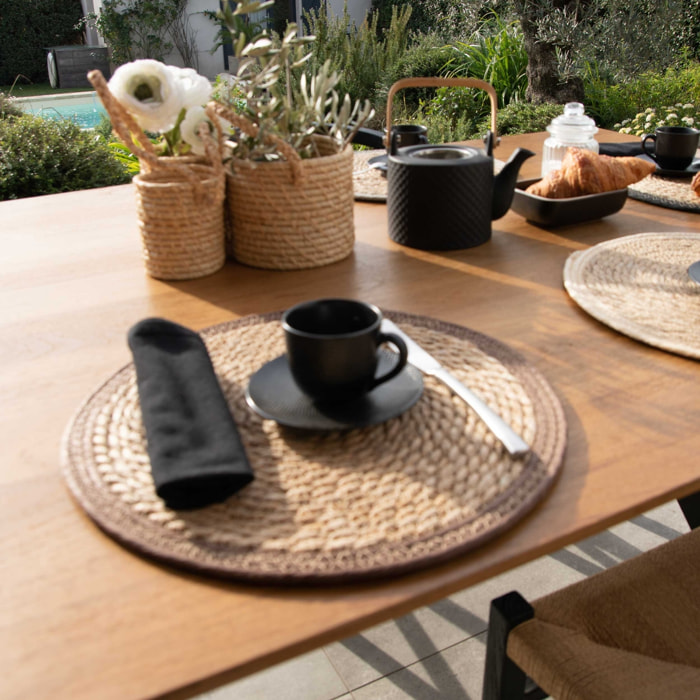 Set de table rond en jute rigide tressée - Taupe