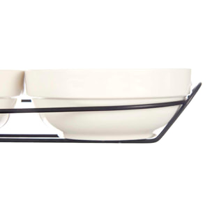 SET 3 BOLI IN PORCELLANA BIANCA 350ML CON SUPPORTO