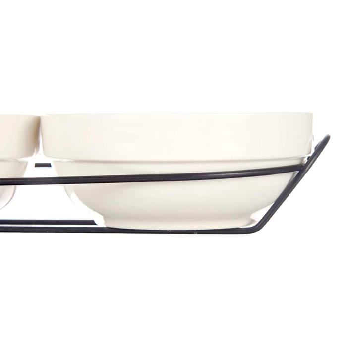 SET 3 BOLI IN PORCELLANA BIANCA 350ML CON SUPPORTO