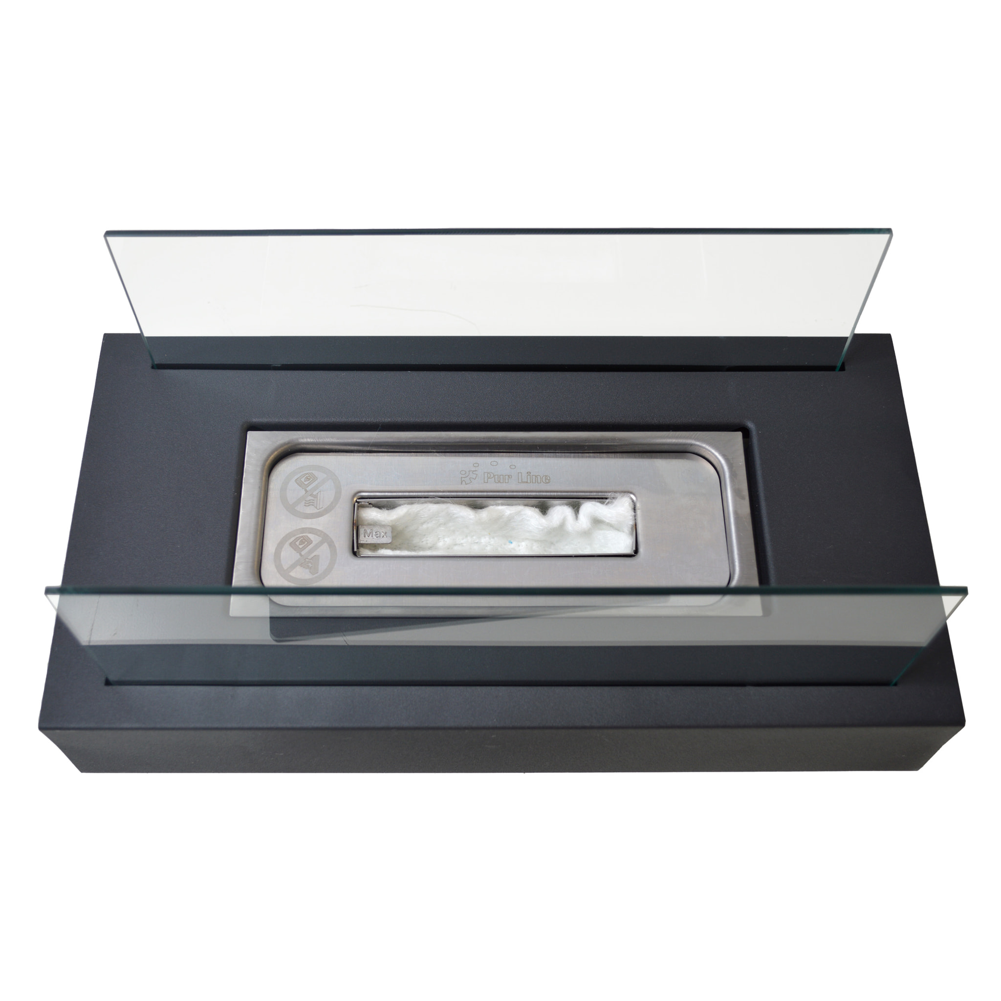 Cheminée à l'éthanol de table avec deux abat-jours en verre trempé