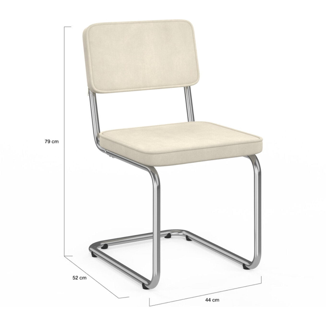 Chaises Naya en velours crème et pied métal - lot de 4