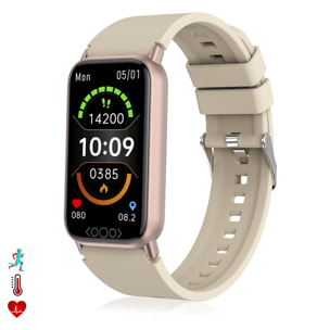 Bracciale intelligente TK72 con temperatura corporea; misuratore di glucosio, acido urico, cardiaco e pressione arteriosa.