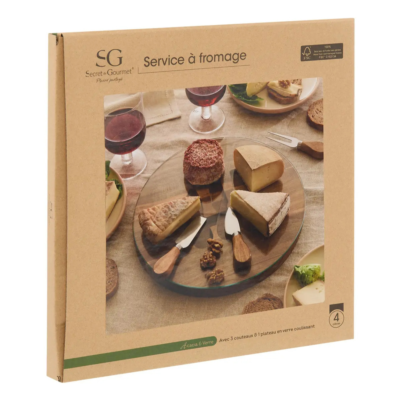 Plateau à fromage Mina marron L30xp30xH2,4cm