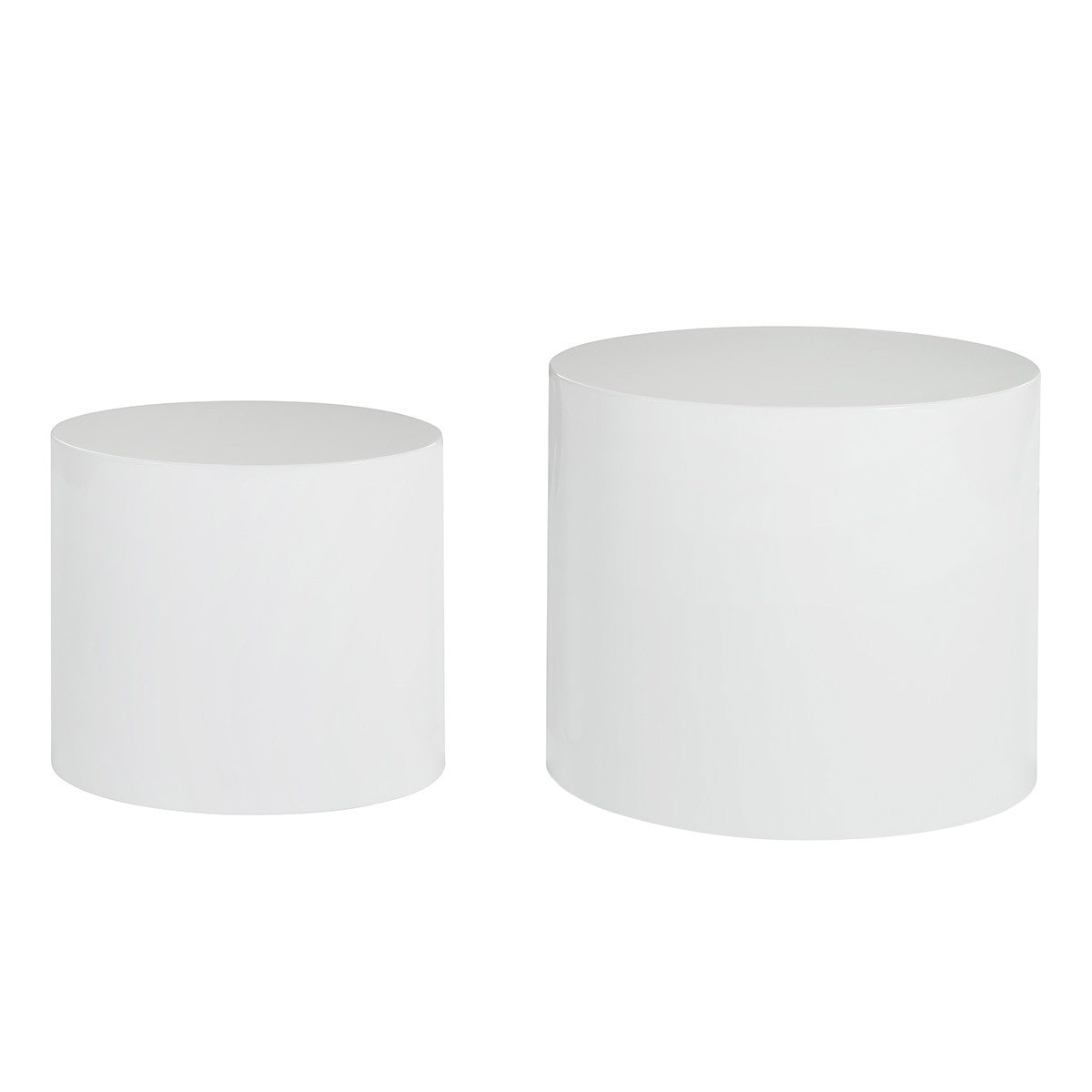 Tables basses gigognes ovales design finition blanc laqué brillant (lot de 2) FAMOSA