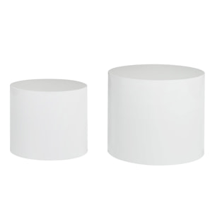 Tables basses gigognes ovales design finition blanc laqué brillant (lot de 2) FAMOSA