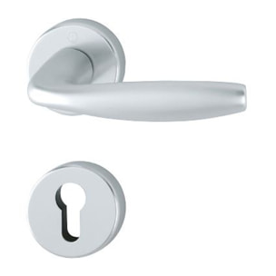 Paire de béquilles sur rosace New-York HOPPE 1810/42K/42KS Argent Alu - Clé i - 3735977