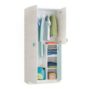 Armario Juvenil Snuba 3 Puertas 200x90x52 Cm Verde Acqua / Blanco Alpes