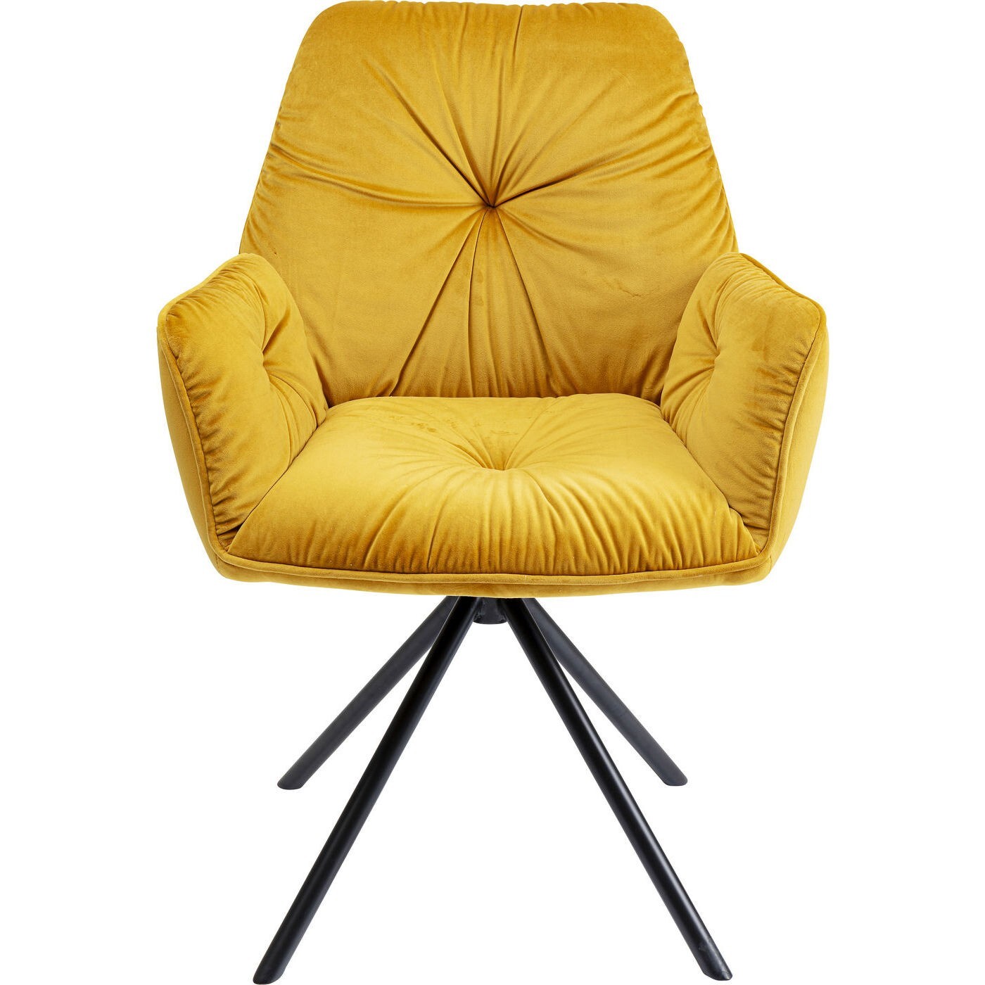 Chaise avec accoudoirs pivotante Mila velours jaune Kare Design