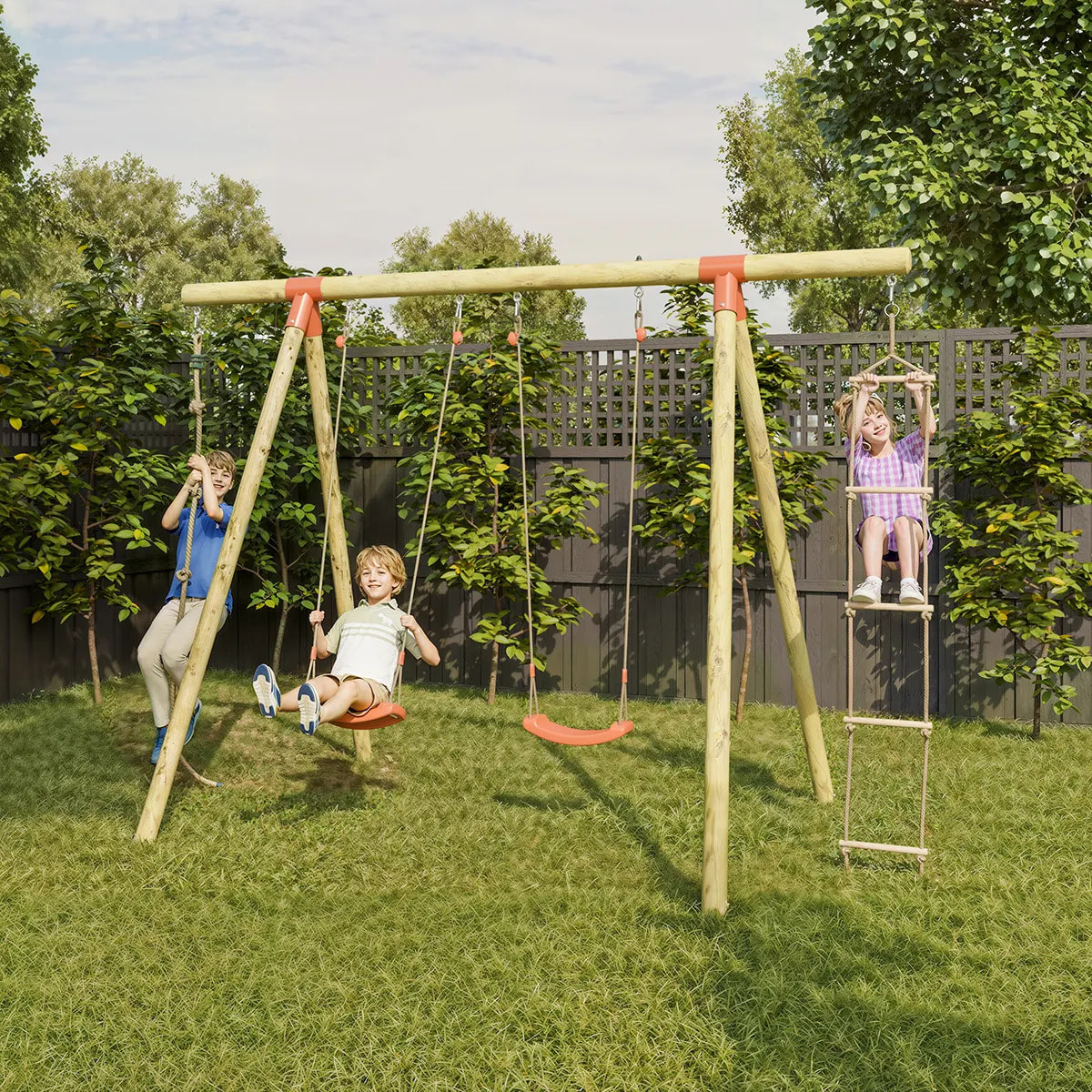 Portique bois 2,30 m Topwood TILA - 4 enfants