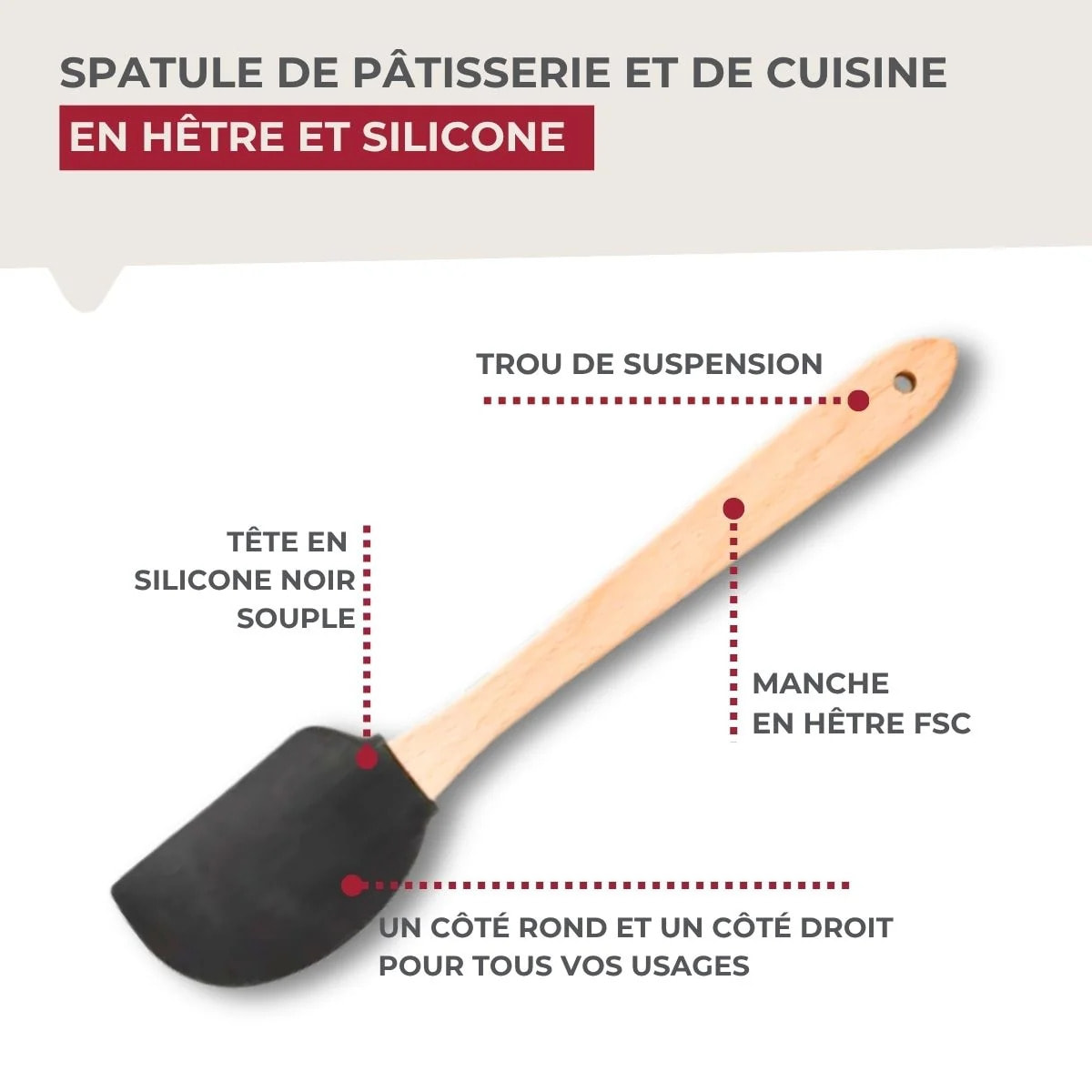 Spatule à pâtisserie silicone 27 cm Fackelmann Acacia