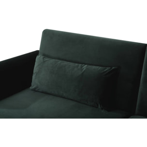 Canapé Clic Clac en velours "Donia" - 203 x 81 x 83 cm - 3 places - Vert foncé