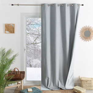Rideau thermique semi occultant doublure polaire - Gris clair