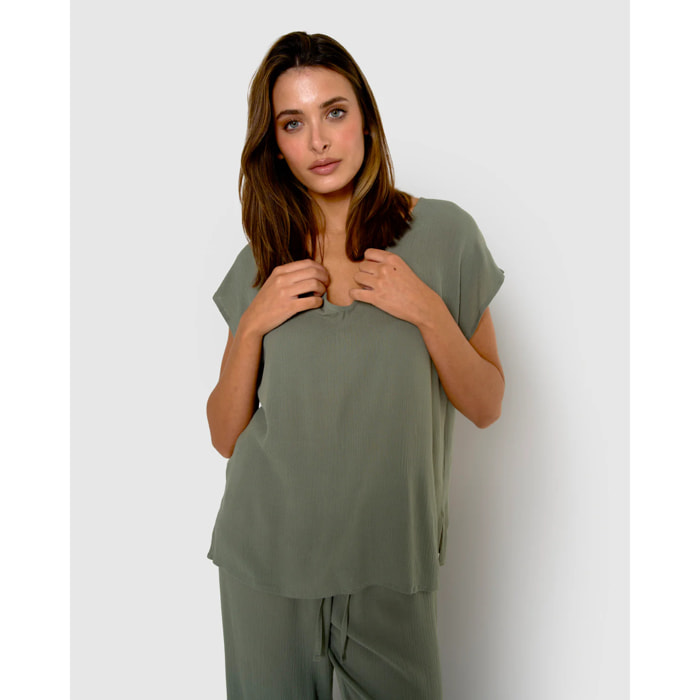 Camisa de mujer de viscosa bambula verde