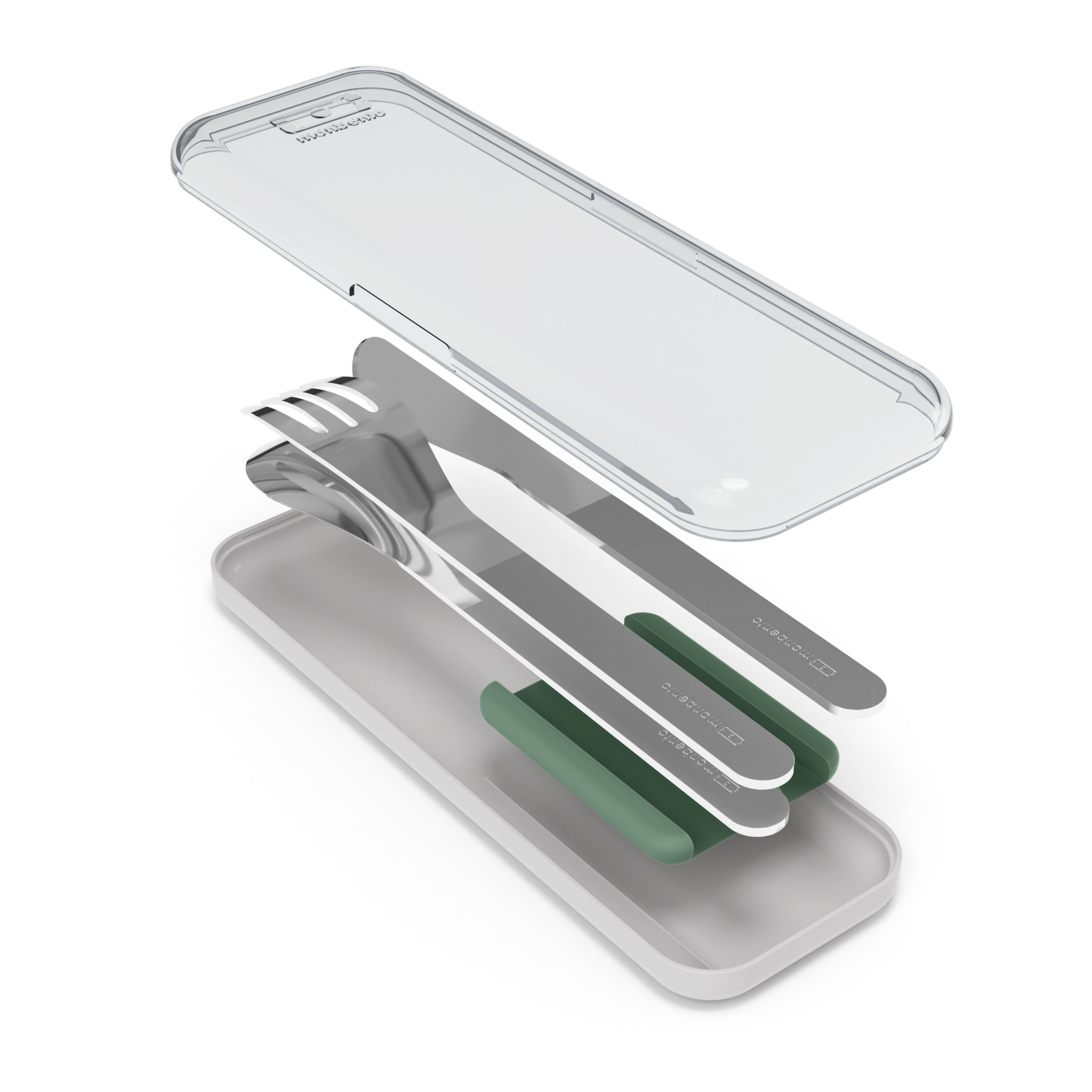 Set repas lunch box 2 étags 1L vert Leaves + accessoires