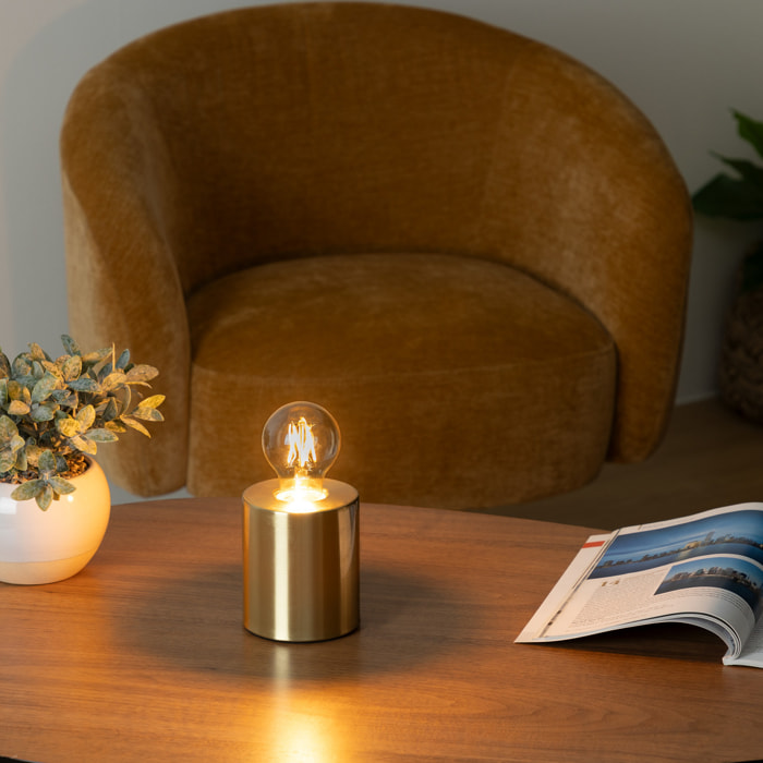 Lampe socle "Saba" dorée - métal H11 cm